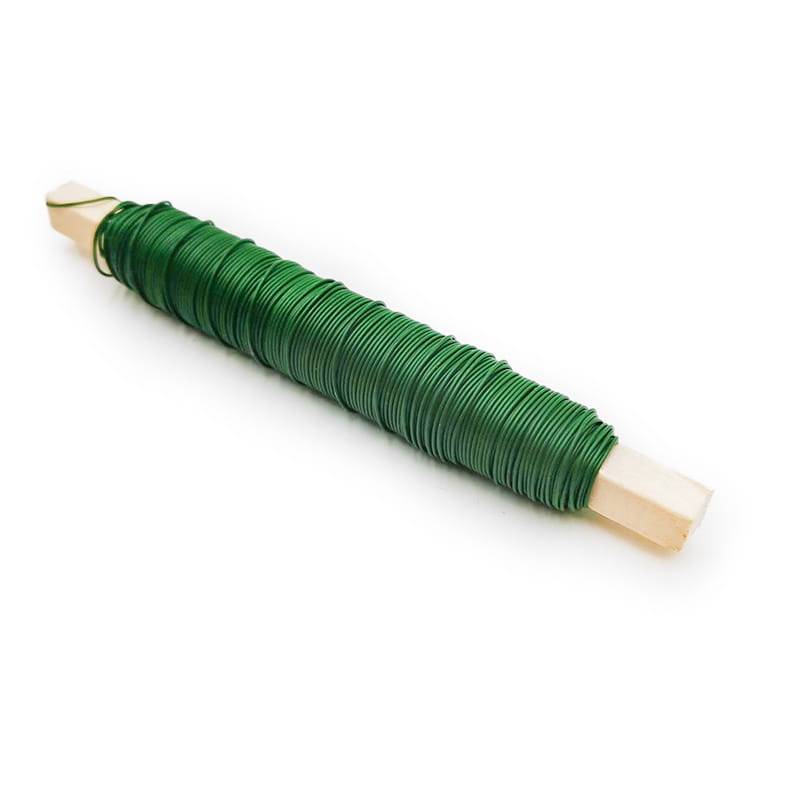 Fil de fleuriste sur bobine en bois – Vert – 0,6 mm