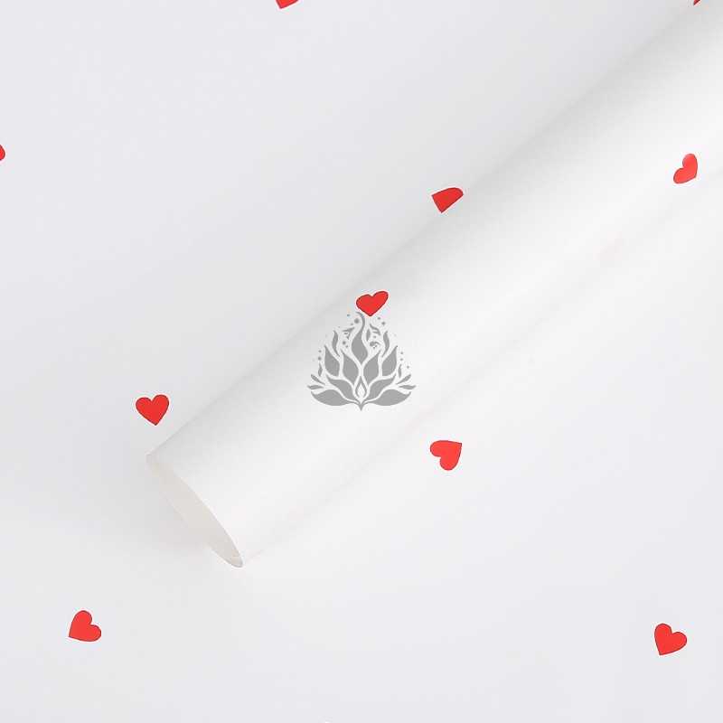 Film floral – Cœurs Blanc– Feuilles 58x58 cm – 20 pcs 