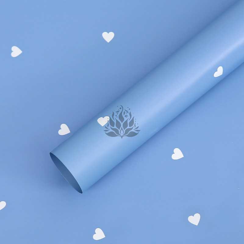 Film floral – Cœurs Bleu– Feuilles 58x58 cm – 20 pcs  