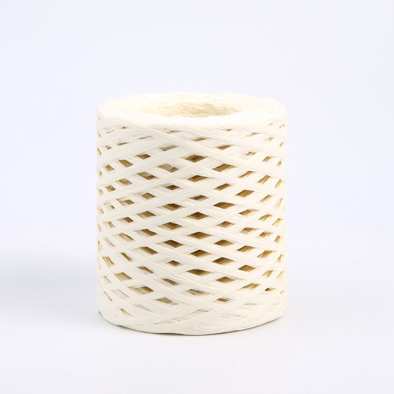 Ficelle décorative – Raphia synthétique – Beige-jaune – Rouleau 180 m