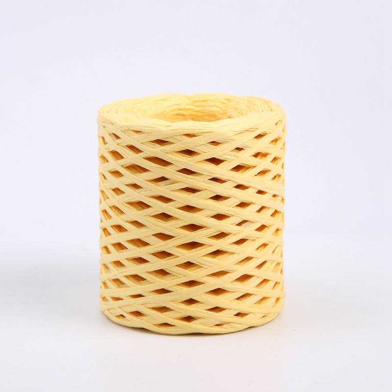 Ficelle décorative – Raphia synthétique – Jaune clair– Rouleau 180 m