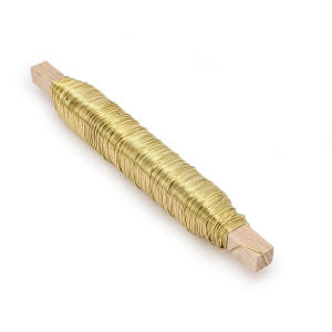 Fil de fleuriste sur bobine en bois – Doré – 0,5 mm