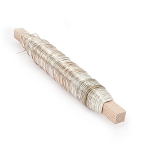 Fil de fleuriste sur bobine en bois – Argenté – 0,5 mm