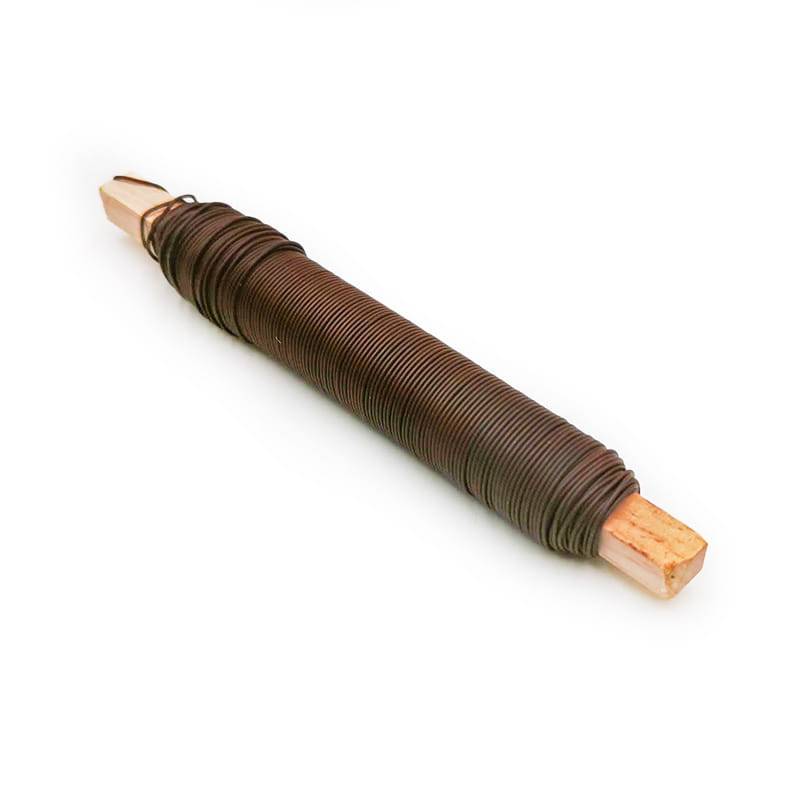 Fil de fleuriste sur bobine en bois – Marron – 0,7 mm