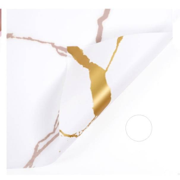 Film floral - "Marble" Blanc - Feuilles 58x58 cm - 20pcs