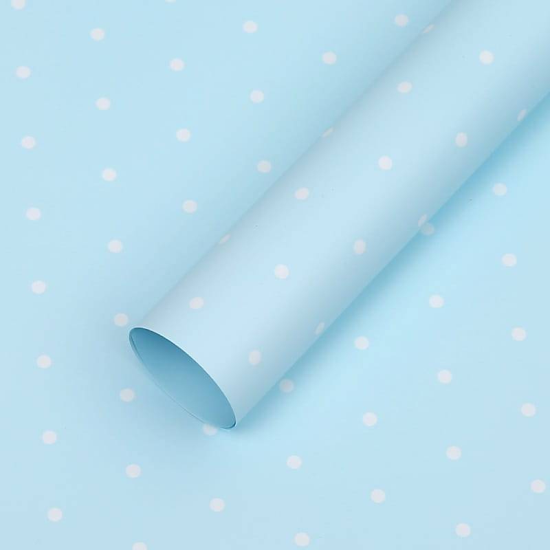 Film floral – Pois Bleu Clair – Feuilles 58x58 cm – 20 pcs