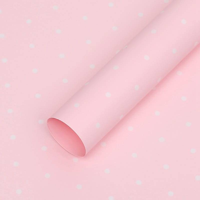 Film floral – Pois Rose – Feuilles 58x58 cm – 20 pcs