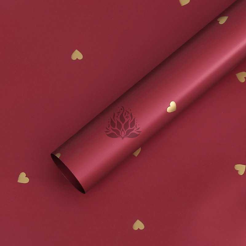 Film floral – Cœurs Rouge Vin – Feuilles 58x58 cm – 20 pcs