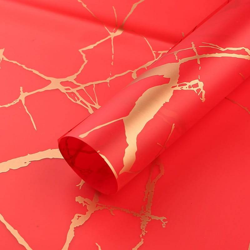 Film floral - "Marble" Rouge - Feuilles 58x58 cm - 20 pièces