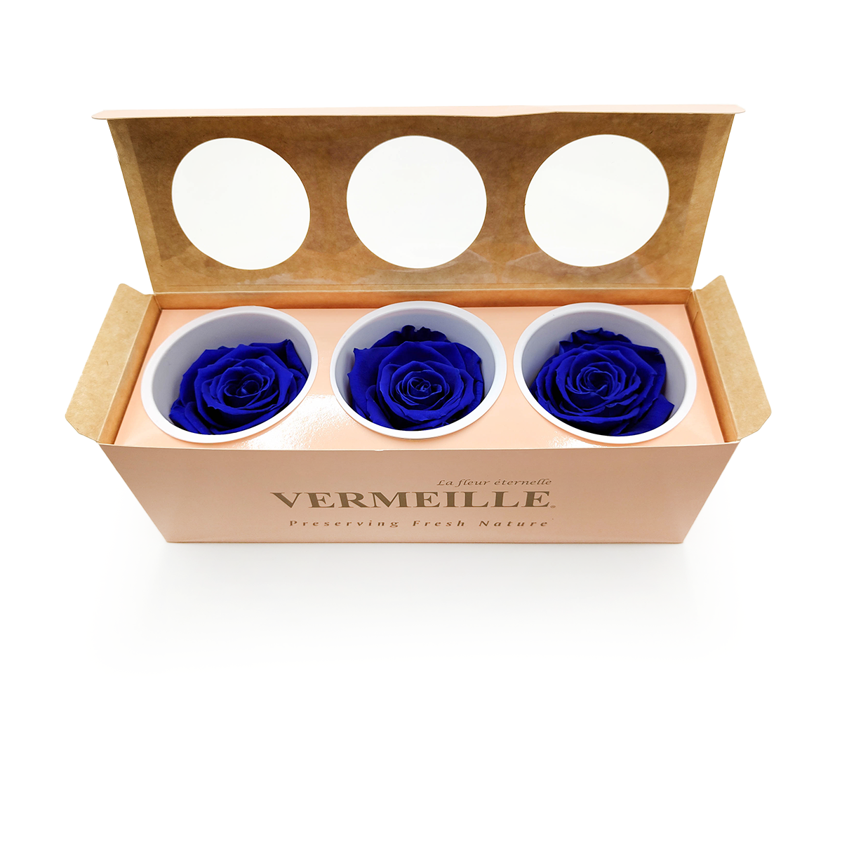 Rose Stabilisée – Bleu Saphir – XL – 3 pièces