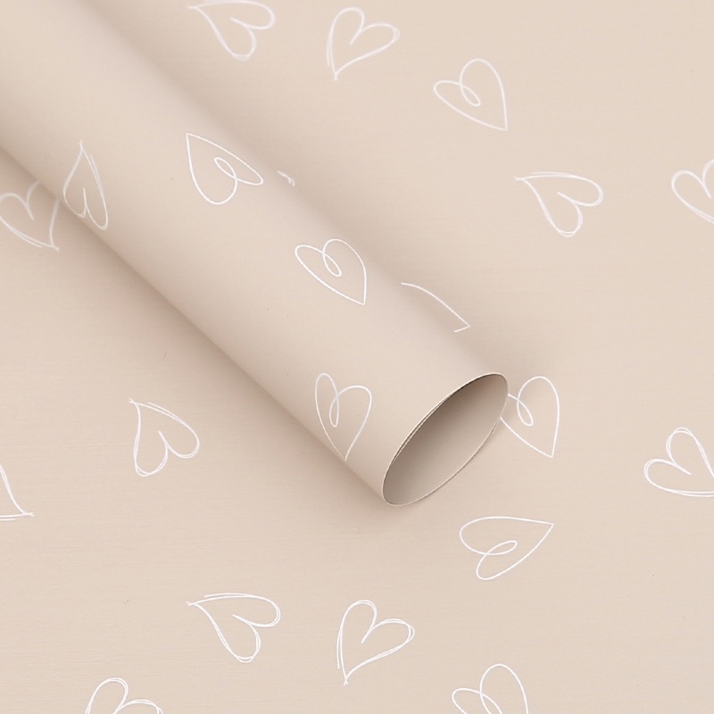 Film floral – Cœurs Thé au Lait – Feuilles 58×58 cm – 20 pcs
