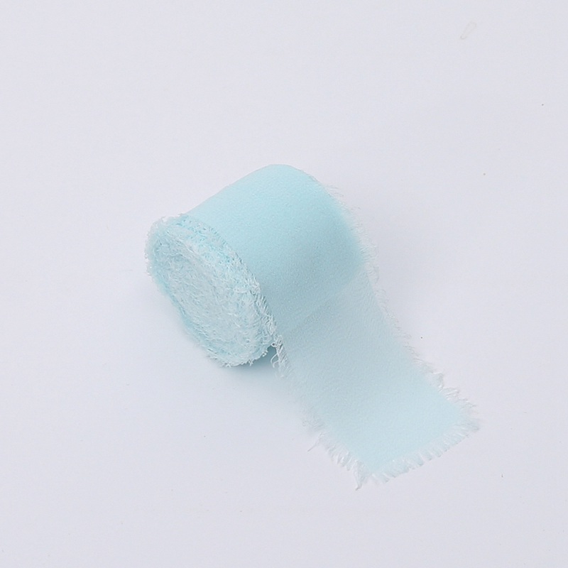 Ruban floral – Chiffon – Bleu pastel – Rouleau 4 cm x 4,5 m