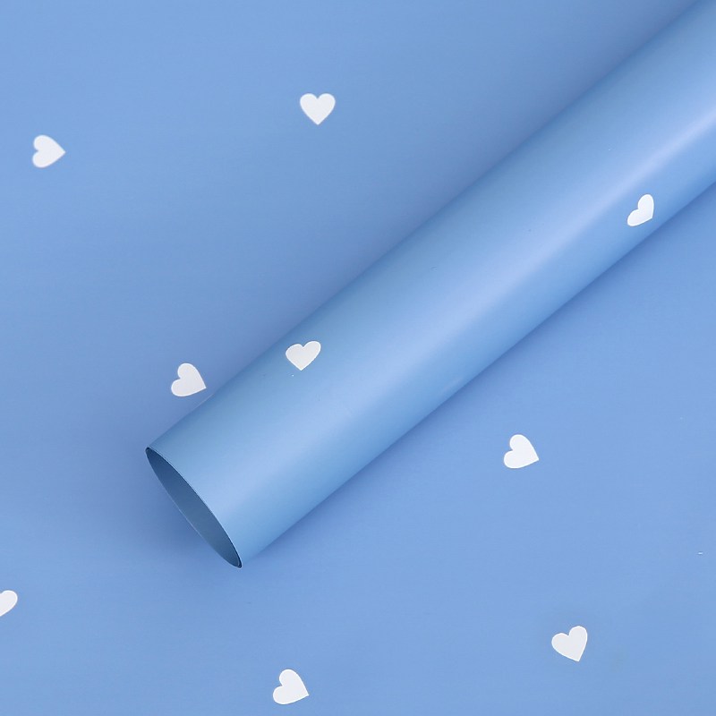 Film floral – Cœurs Bleu– Feuilles 58x58 cm – 20 pcs  