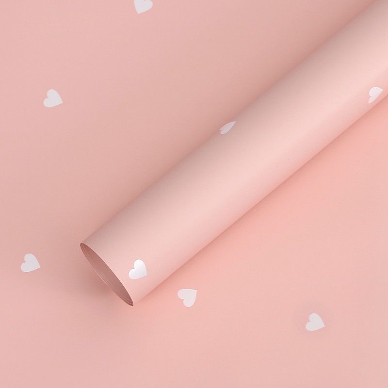 Film floral – Cœurs Rose – Feuilles 58x58 cm – 20 pcs 