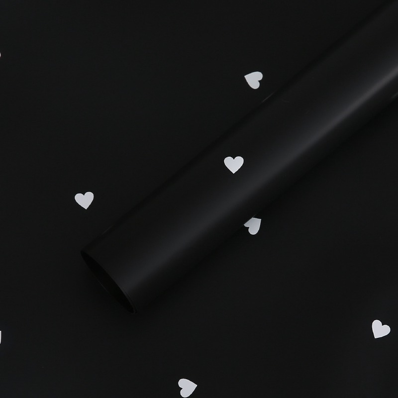 Film floral – Cœurs Noir– Feuilles 58x58 cm – 20 pcs 