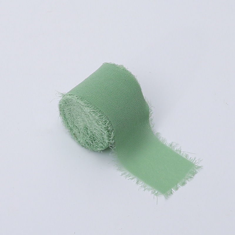 Ruban floral – Chiffon – Vert pastel – Rouleau 4 cm x 4,5 m