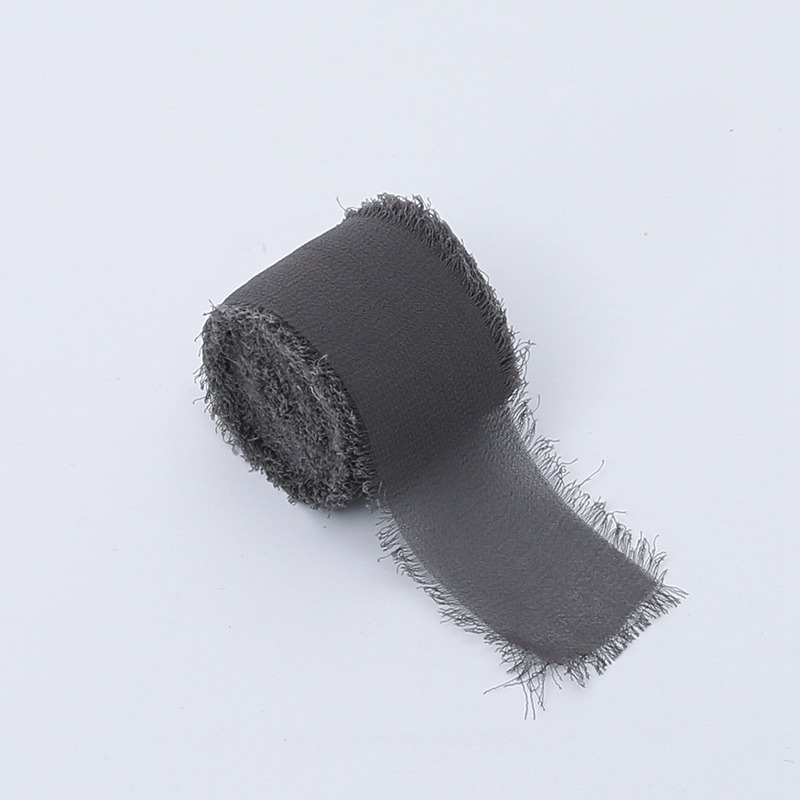 Ruban floral – Chiffon – Graphite – Rouleau 4 cm x 4,5 m