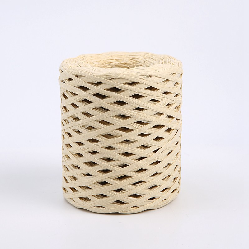 Ficelle décorative – Raphia synthétique – Crème – Rouleau 180 m