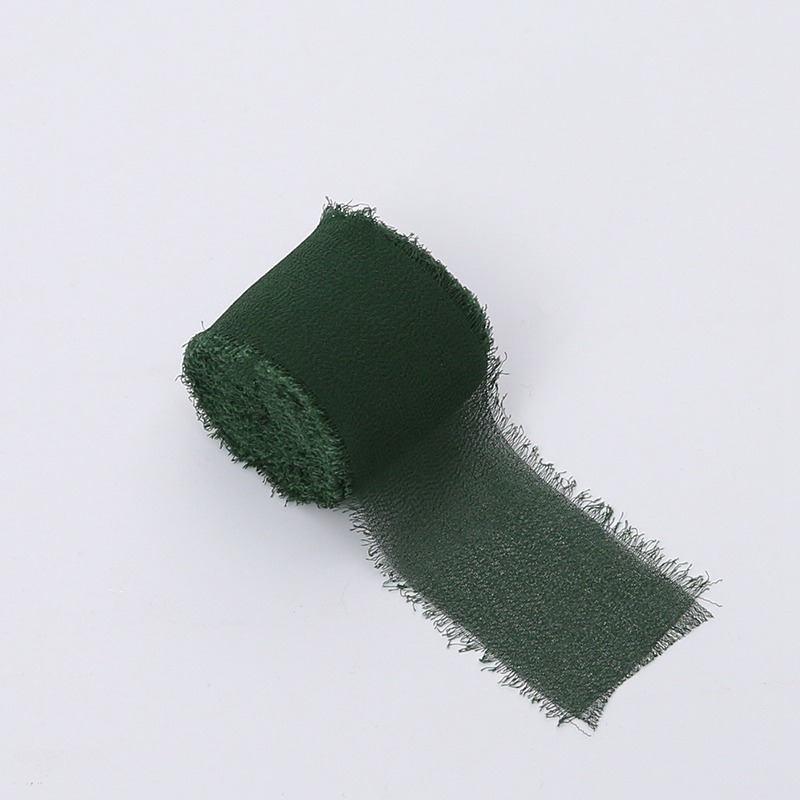 Ruban floral – Chiffon – Vert bouteille – Rouleau 4 cm x 4,5 m