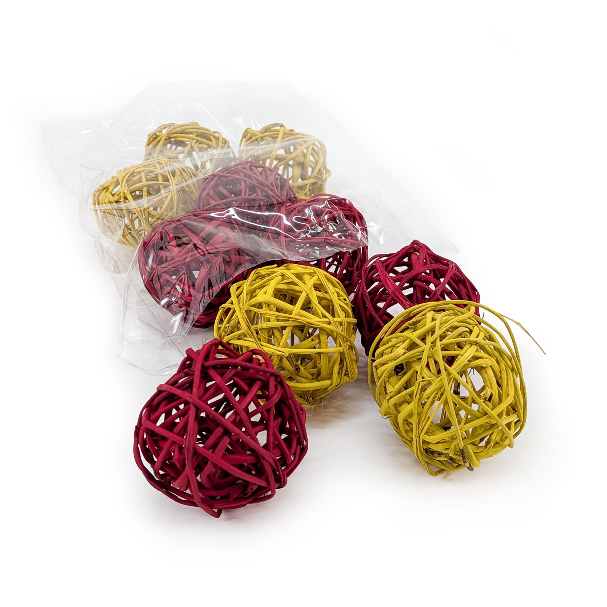 Boules en Rotin (Lata Ball) - Rouge et Jaune 6 cm  - 10 pcs