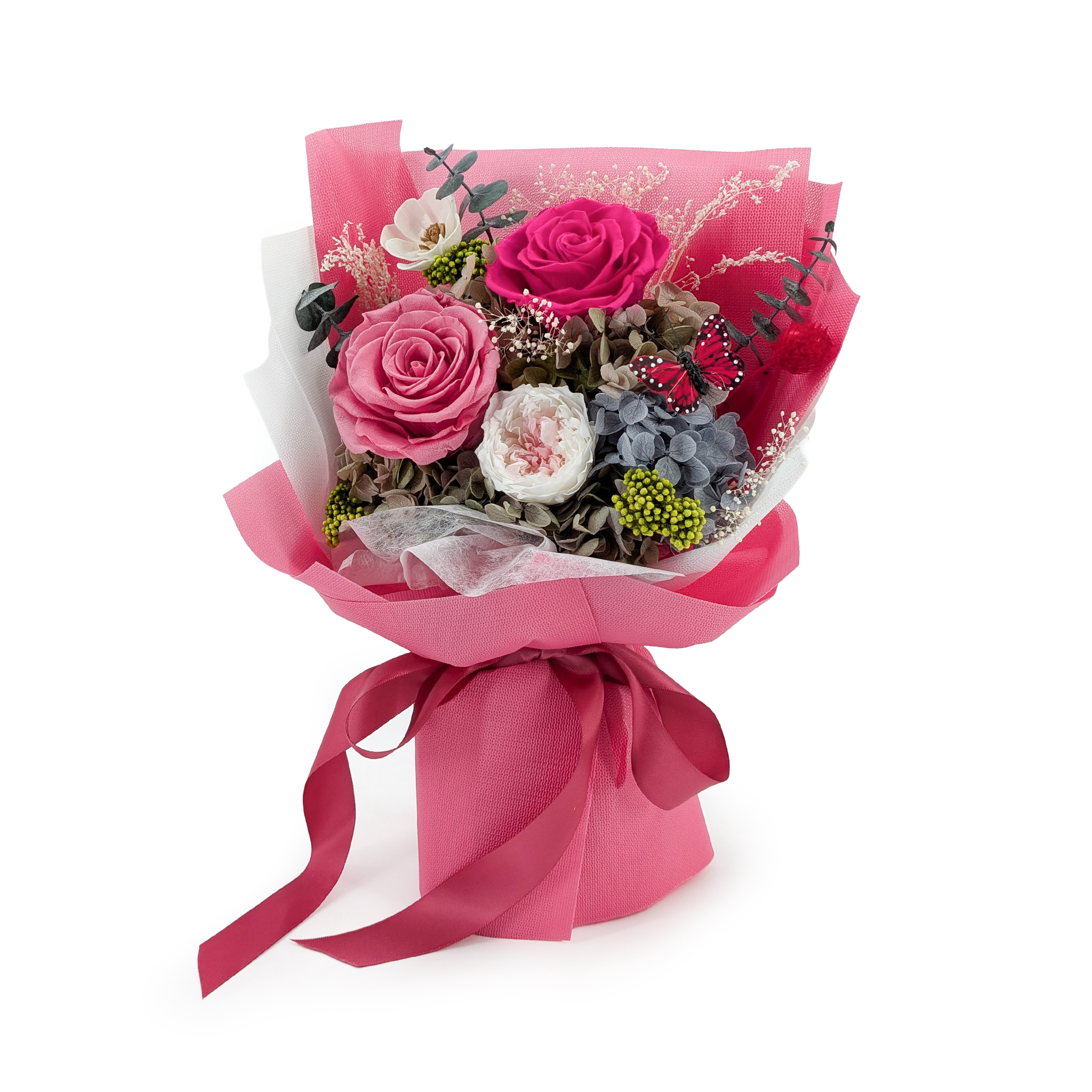 Bouquet Premium dans son Coffret Cadeau – EVERGIVE – A Lasting Gesture – Fuchsia Charm