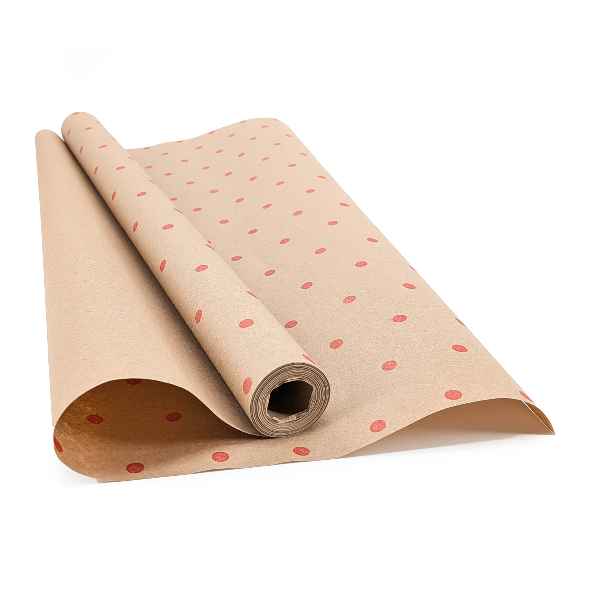 Papier kraft – Motif à pois – Rouge – 60 cm × 10 m 