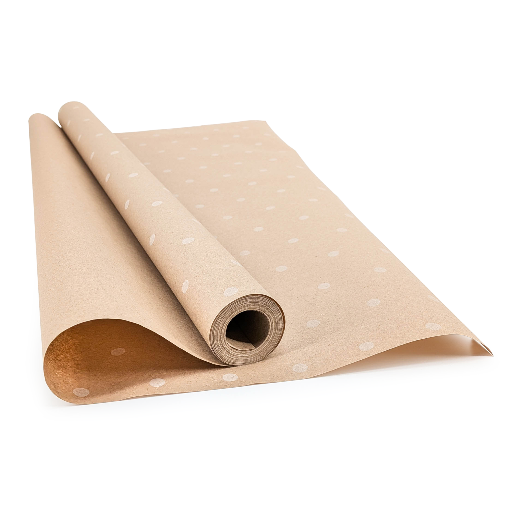Papier kraft – Motif à pois – Blanc – 60 cm × 10 m