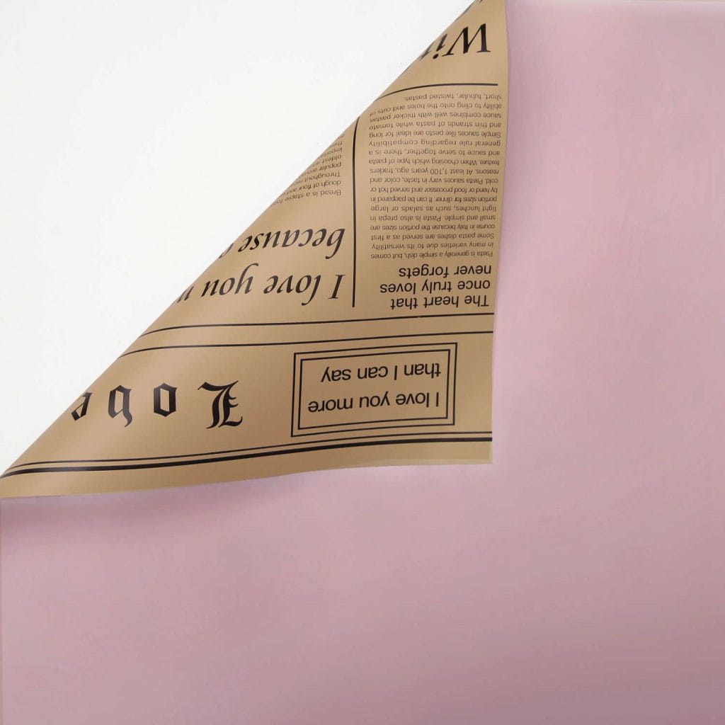 Film floral - Journal Rose + Crème - Feuilles 58x58 cm - 20 pcs