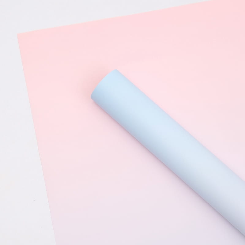 Film floral - "Gradient" Bleu clair + Rose - Feuilles 50x58 cm - 20 pcs
