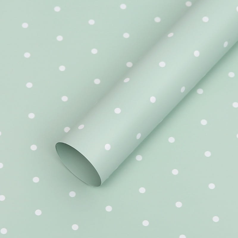 Film floral – Pois Vert Pastel – Feuilles 58x58 cm – 20 pcs