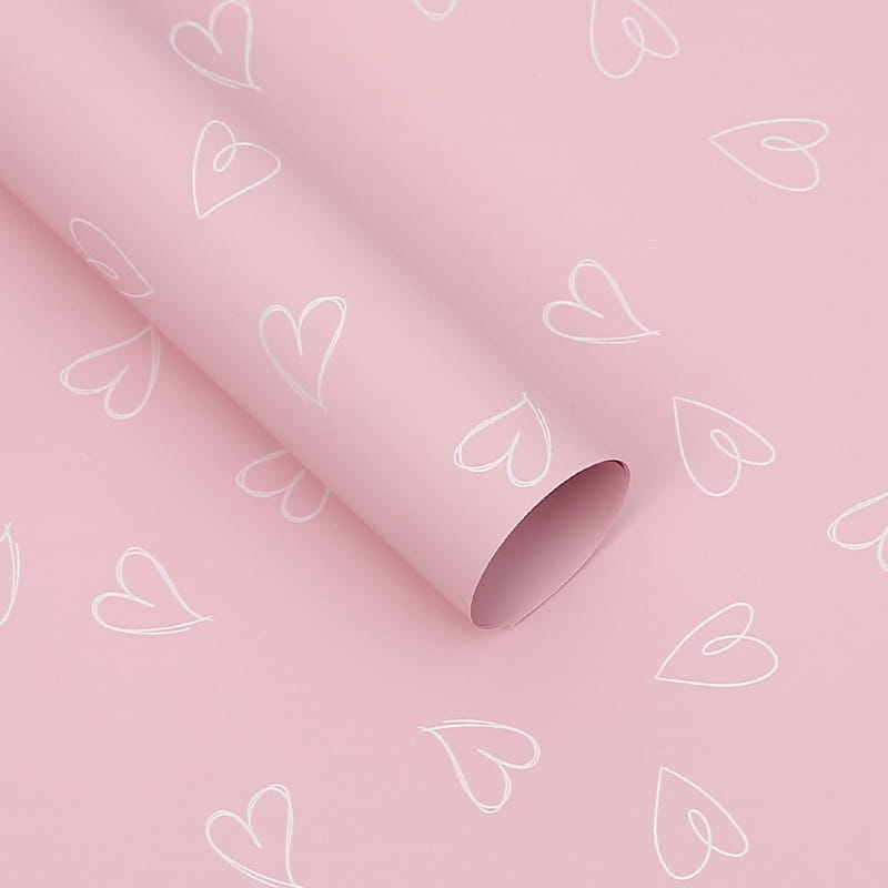 Film floral – Cœurs Rose – Feuilles 58x58 cm – 20 pcs