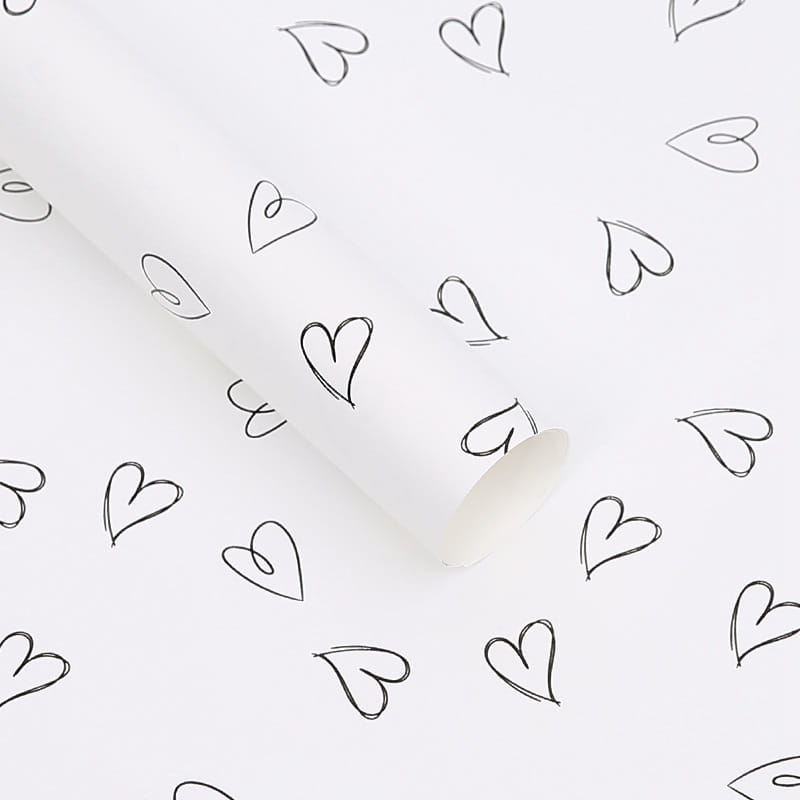 Film floral – Cœurs Blanc – Feuilles 58x58 cm – 20 pcs