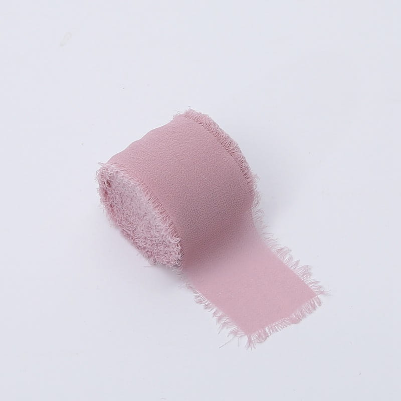 Ruban floral – Chiffon – Rose froid – Rouleau 4 cm x 4,5 m