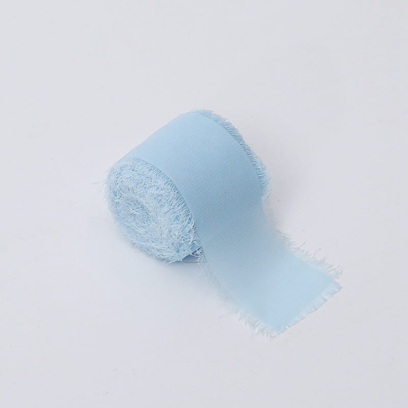 Ruban floral – Chiffon – Bleu clair – Rouleau 4 cm x 4,5 m