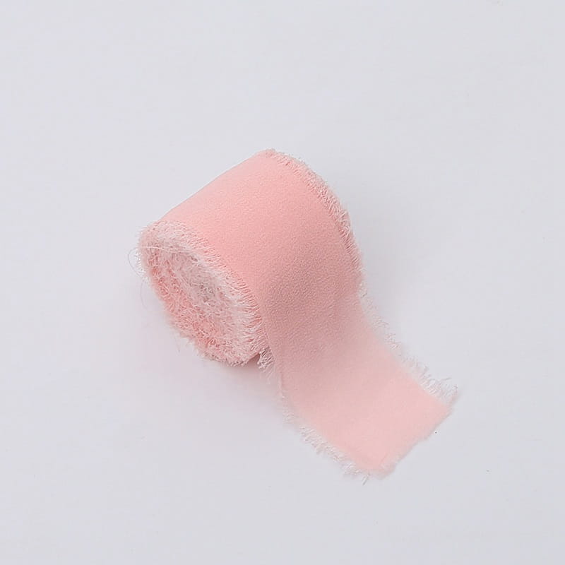 Ruban floral – Chiffon – Rose clair – Rouleau 4 cm x 4,5 m