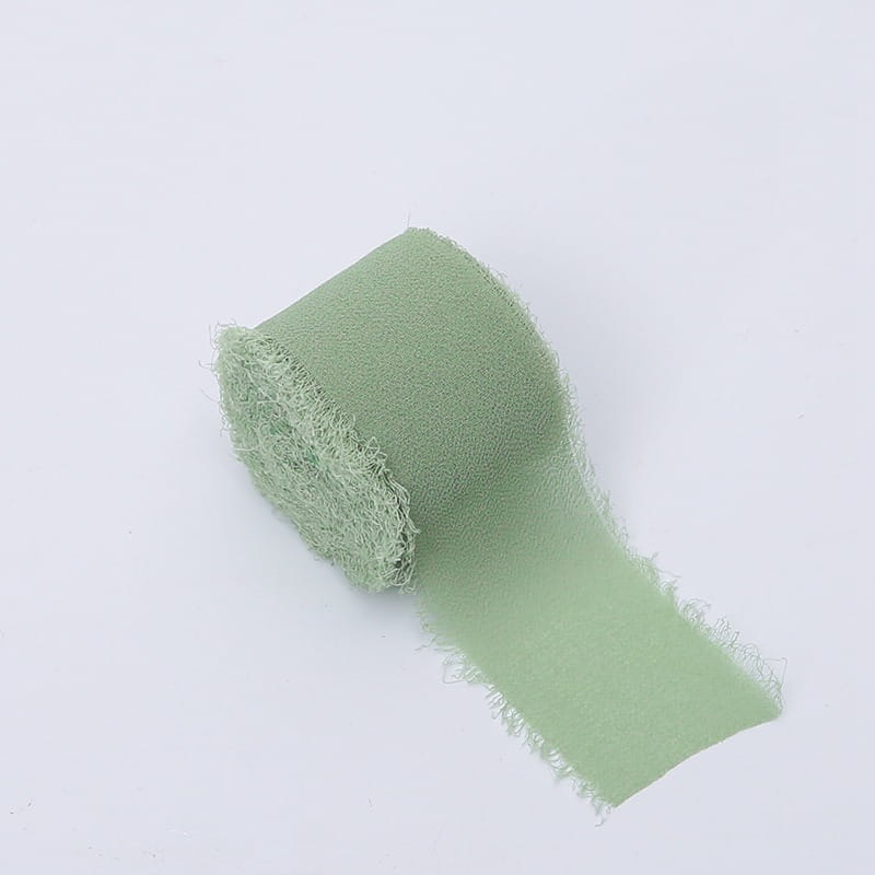 Ruban floral – Chiffon – Vert sauge – Rouleau 4 cm x 4,5 m